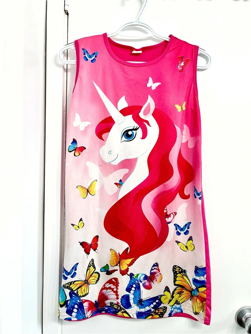 Girls Unicorn Butterfly Nightgown 11-12Y Sleeveless Princess Sleep Dress